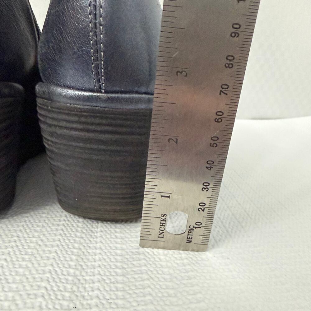 Fly London Yoss Boots Womens Size 8 Navy Blue Metallic Leather Wedge Booties 38 - Picture 6 of 12